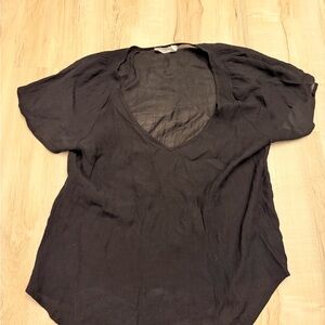 Lush Black Short Sleeve V-Neck Top